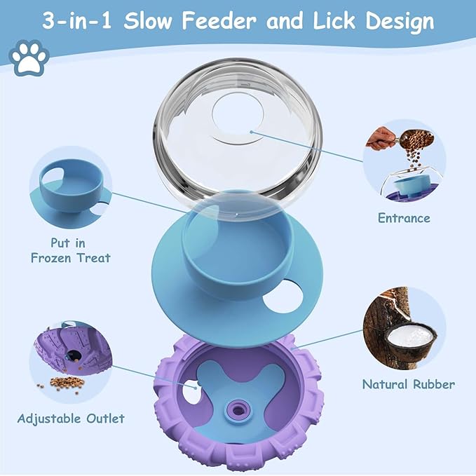 Interactive Dog Toy, Puzzle Toy with Adjustable Treat Dispensing & DIY Frozen Treats, Dog Enrichment Toys to Keep Them Busy and Mental Stimulation