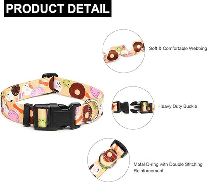 Mercano Adjustable Dog Collar - Special Design Patterns, Soft Nylon Comfortable Durable Pet Collar for Small Medium Large Dogs (XS, Beige Cookie)