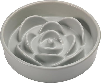 8.26 in Grey Dog Bowl Slow Feeder Ceramic for Medium and Large Breed,Pet Feeding Dog Food Water Dish Heavy Weighted,Puppy Bowl for Fast Eaters,Puzzle Slow Eating Dish Modern Maze