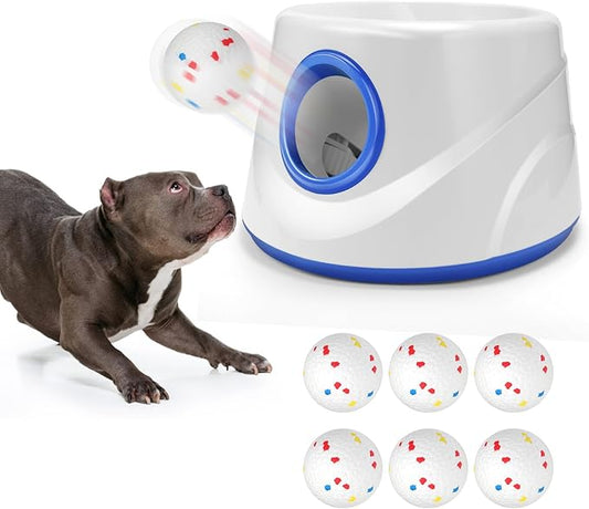 Automatic Ball Thrower for Dogs, Ball Launcher for Dogs - 2.3" Dog Balls * 6Pack (Blue)
