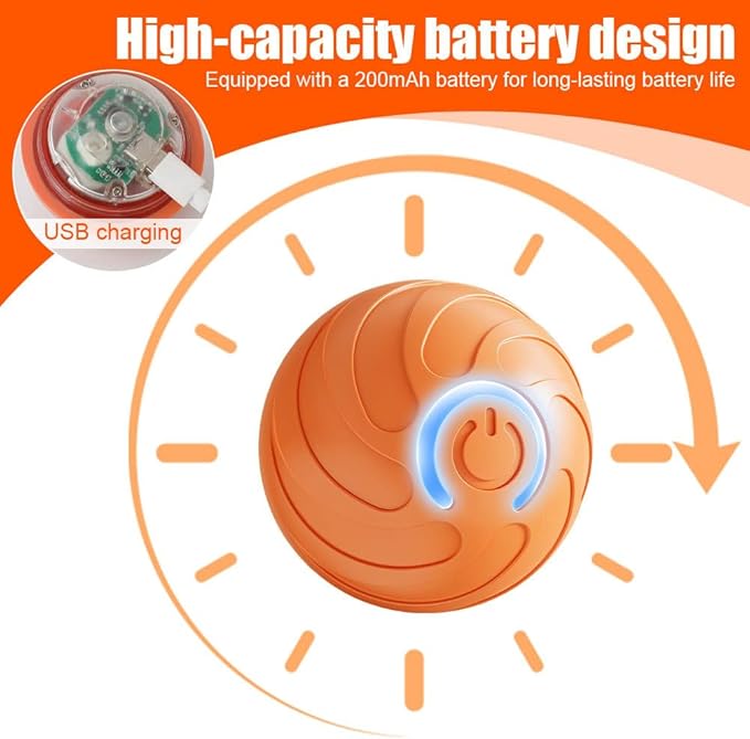 MiOYOOW Interactive Dog Toy, Automatic Dog Bounce Balls with Colorful Light USB Charging Pet Rolling Ball for Dogs Playing Training