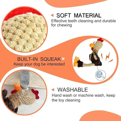 Dog Squeaky Toys - Rooster Plush Toys Chew Resistant Stuffed Durable Squeaky Dog Toys, Anxiety Reducer Chew Toy for Puppy Small Medium Large Dogs