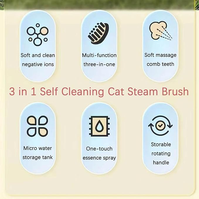 Cat Brush, 4 in 1 Self Cleaning Silicone Cat Steam Brush Quick & Easy Pet Hair Remover Comb for Shedding, Massage, Cleaning, 360° Rotating Pet Steam Brushs for Cats Dogs (Brown+White)