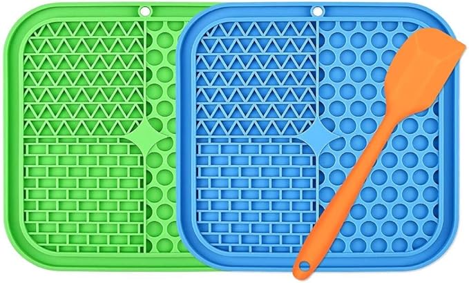 Dog Lick Mat Set of 2 mats with 1 Spatula