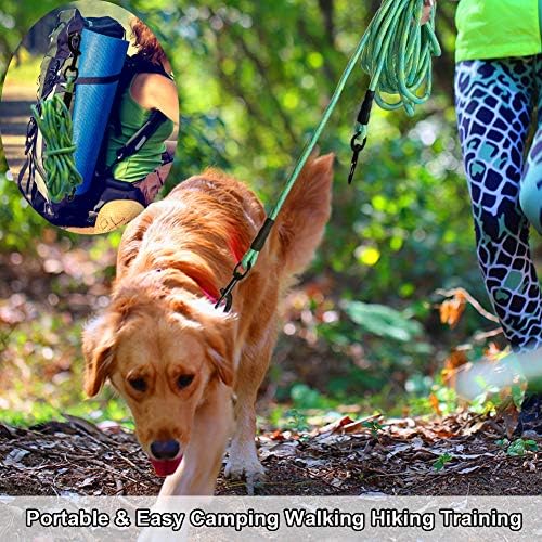 BTINESFUL 8/12/20/30/50/75FT Tie-Out Long Rope Dog Lead for Yard, Outdoor Dog Tether for Large Medium Dogs Training, Playing, Camping, Backyard (20 Foot, Green) - Image 6
