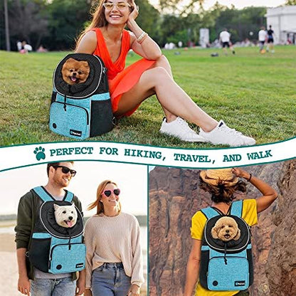 PetAmi Front Carrier Backpack for Dogs and Cats, Adjustable Ventilated Pet Chest Carrier for Hiking Camping Travel, Small Medium Dog Puppy Large Cat Carrying Bag, Max 10 lbs, Teal Blue - Image 6