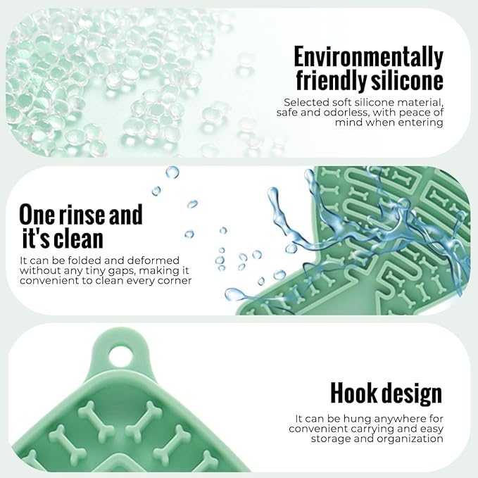 Fish-Shaped Cat Slow Feeders Lick Mat Fun Alternative to a Slow Feed Cat Bowl or Dish Perfect for Food, Treats and Anxiety Reduction (Green)