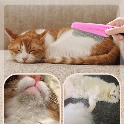 Flea Comb with Rubber Handle, 2025 Upgraded Fine Tooth Dandruff Comb for Dogs & Cats, Fine Tooth Dog Combs for Grooming (Pink)