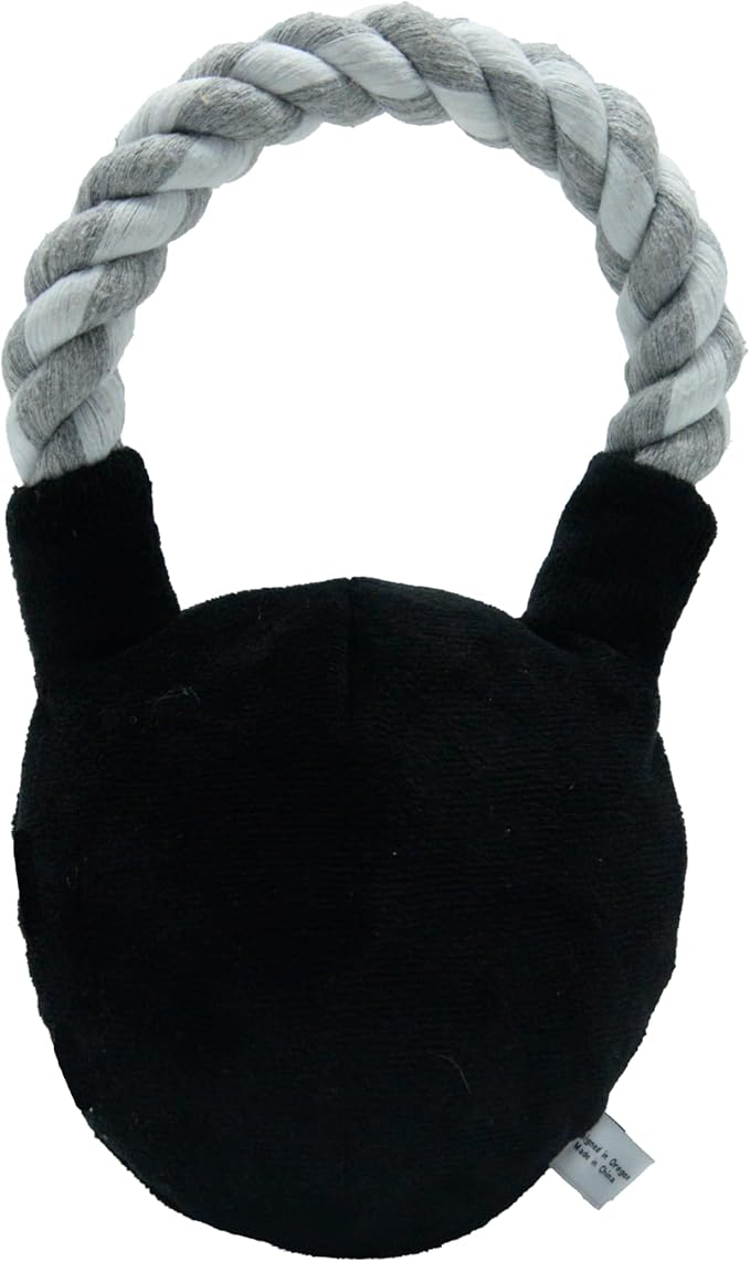 Pets Kettlebell Workout Funny Dog Toy - Parody Plush Multi Inner Mesh Layer Squeaky Crinkle Tough Nylon Rope