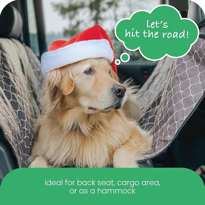 Molly Mutt 3-in-1 Back Seat Cover for Dogs, 100% Cotton Canvas Back Seat Hammock with Headrest Straps, Belt Slots, & Anchors, Non-Skid Cargo Area Cover, Machine Washable, No Harmful Chemicals, 56"x56"
