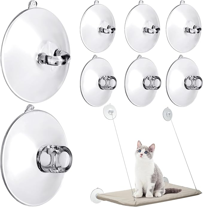 Tondiamo 8 Pcs Cat Window Perch Suction Cups, Powerful Window Bed Replacement Suction Cup for Cat Hammocks Window Seat Supplies, 2 Styles(Vivid Style)