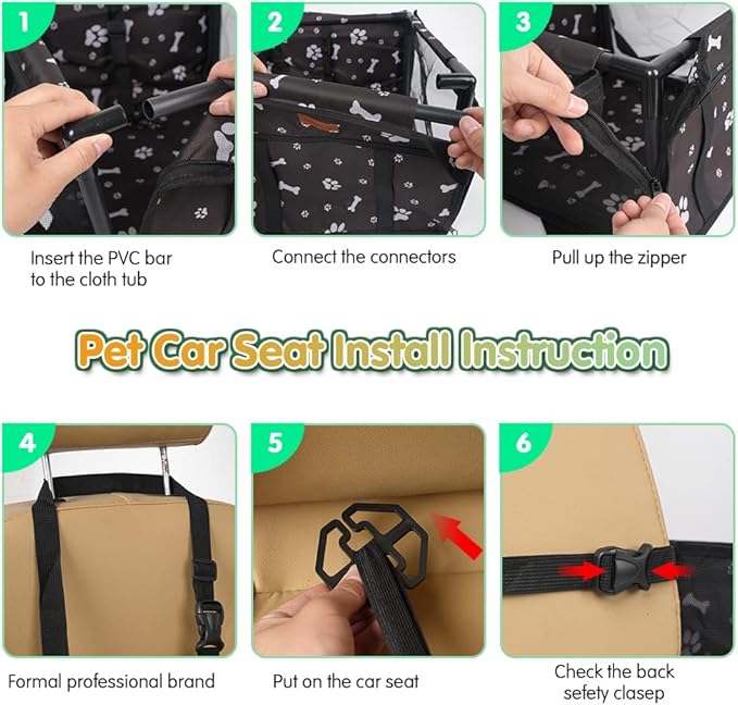 SWIHELP Dog Car Seat Puppy Portable Pet Booster Car Seat with Clip-On Safety Leash and Stable Fram, Anti-Collapse,Perfect for Small Pets