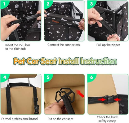 SWIHELP Dog Car Seat Puppy Portable Pet Booster Car Seat with Clip-On Safety Leash and Stable Fram, Anti-Collapse,Perfect for Small Pets