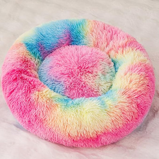 Cat Beds for Indoor Cat Dog Bed Dog Donut Bed Small Pet Bed Dog Calming Bed Warm Puppy Bed Cat Beds Baby Kitten Bed Fluffy Donut Bed Up to 7 Lbs Small Pet