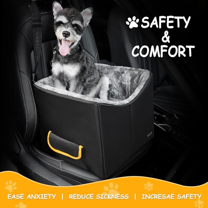 Dog Car Seat for Small Dogs, Elevated Dog Booster Seat Pet Travel Carrier Bed for Car with Adjustable Straps Pet Car Booster Seat for Small Dogs Cats