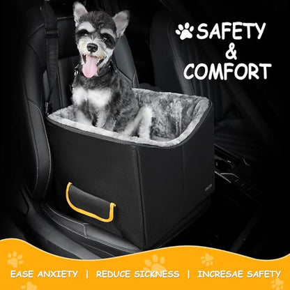 Dog Car Seat for Small Dogs, Elevated Dog Booster Seat Pet Travel Carrier Bed for Car with Adjustable Straps Pet Car Booster Seat for Small Dogs Cats