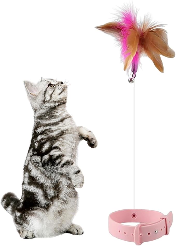 Pet Feather Wand - Flexible Feather Teaser with Wire | Interactive Cat Wand Feathers, Steel Wire Cat Toy Wand, Flying Feather Cat Catcher, Colorful Cat Wand String for Kitten Exercising Chasing