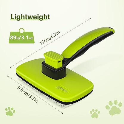 Pecute Self-Cleaning Slicker Brush for Dogs, Cats, Lightweight Dog Brush for Shedding Massaging Grooming, Cat Brush Gently Removes Loose Fur Undercoat for Small Dogs Cats Rabbits of All Hair Types