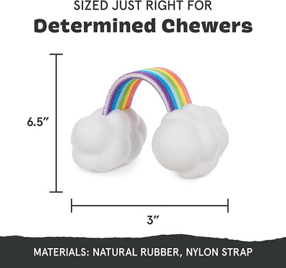 Barkbox Dog Toys – Toy G BIV Rainbow Super Chewer Tug Toy for Enthusiastic Chewers with Double Reinforced Strap and Tough Rubber Clouds – Small