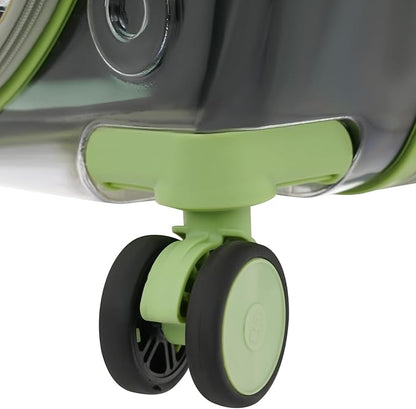 Transparent Bubble Pet Carrier with Wheels, Breathable Cat Dog Travel Carrier with 3-Stage Handle & Removable Strap, Portable Trolley Case with Ventilation for Small Dogs & Cats (Green)