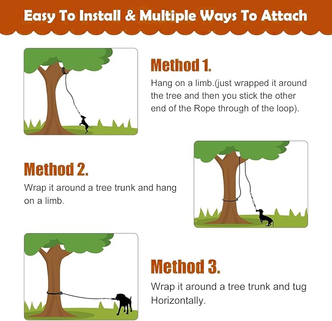 HOPET Bungee Tether Tug Outdoor Dog Toy, Outdoor Bungee Solo Hanging Toy Make Them Busy