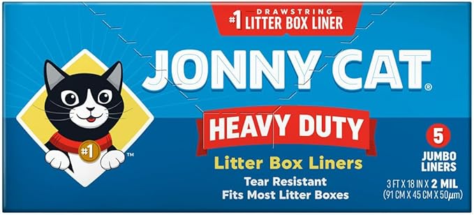 JONNY CAT Litter Box Liners, Heavy Duty Drawstring Liners, Pack of 4 Boxes, 5 Liners per Box, 3 FT X 18 IN, Tear Resistant