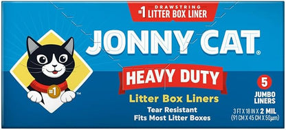 JONNY CAT Litter Box Liners, Heavy Duty Drawstring Liners, Pack of 4 Boxes, 5 Liners per Box, 3 FT X 18 IN, Tear Resistant