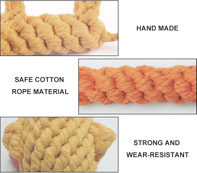 Andiker 3PCS Cotton Rope Puppy Teething & Training Durable Dog Plush Toys - Lion, Carrot & Duck Interactive Biting Rope Dog Chew Toys