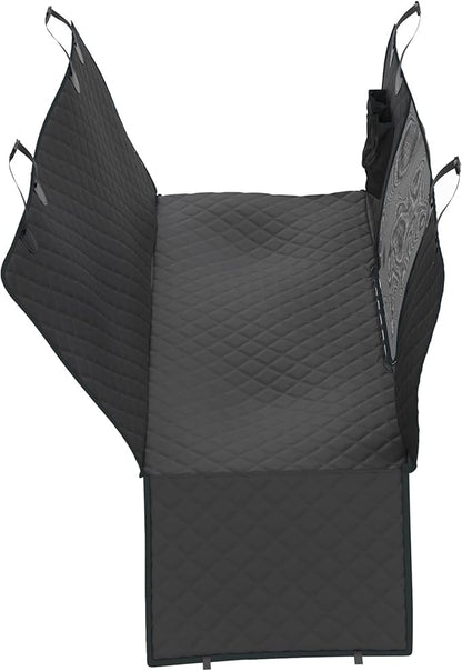 Dog Car Seat Cover, Back Seat Pet Cover- Waterproof, Scratchproof, Nonslip, Hammock. Backseat Protection from Fur, Dirt, Accidents. SUV /Truck Size. Black Color. Safety Harness Included