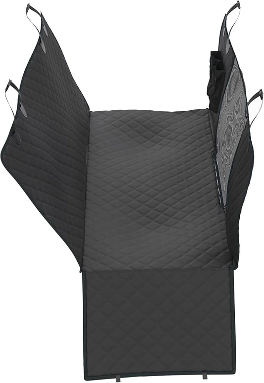 Dog Car Seat Cover, Back Seat Pet Cover- Waterproof, Scratchproof, Nonslip, Hammock. Backseat Protection from Fur, Dirt, Accidents. SUV /Truck Size. Black Color. Safety Harness Included