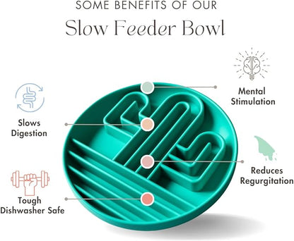 Cactus Slow Feeder Dog Bowls for Large Medium Small Breeds Silicone Non Slip Puzzle Bowl Puppy Essentials