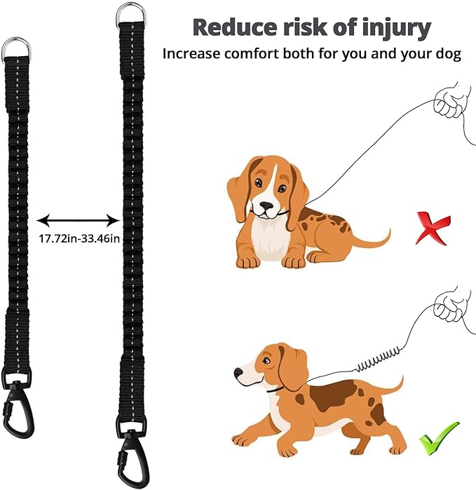 jenico Long Dog Leash 50FT: Heavy Duty Rope Leashes for Dogs Training with Swivel Lockable Hook Reflective Threads Bungee and Padded Handle - Dog Lead for Large Small Medium Dogs Outside Walking