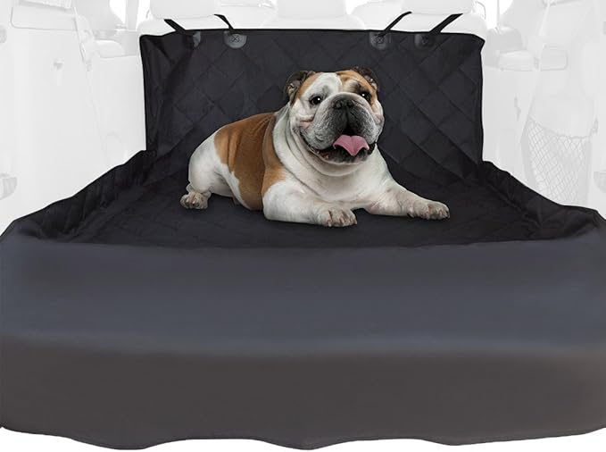 Best Pet Supplies Water Resistant Pet Cargo Cover with Bumper Flap &Protective Pouch | Nonslip Dog Trunk Liner for SUV, Trucks, Minivans (Black), 55 * 82 (CS110)