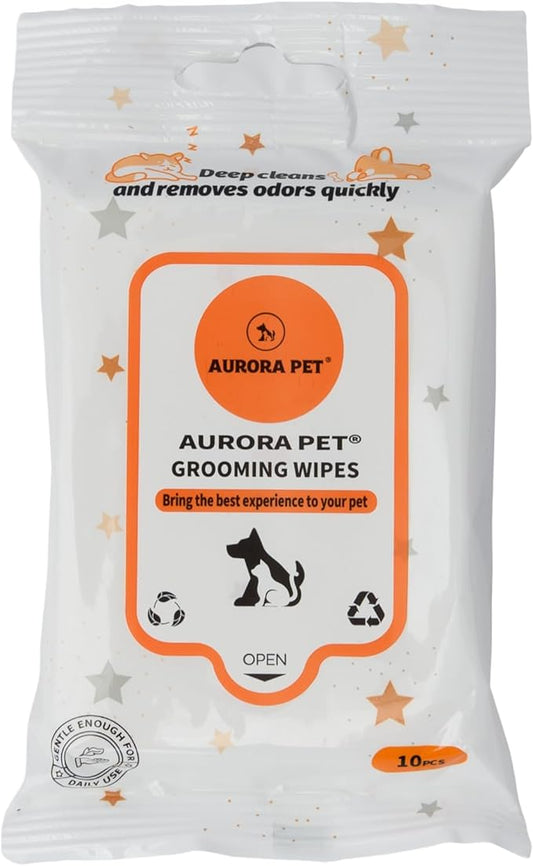 Aurora Pet Wipes – 100% Natural, Plant-Based Hypoallergenic Grooming Wipes for Dogs & Cats (120-Count Travel Pack)