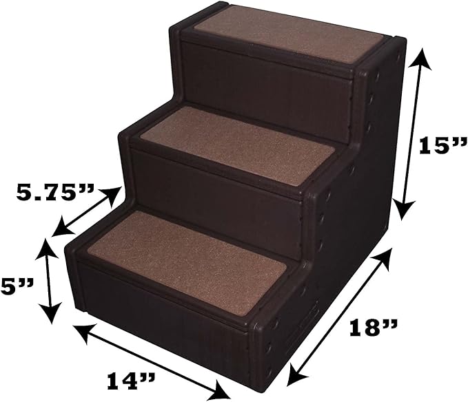 Pet Gear Pet Step III & IV Pet Stairs for Small Dogs and Cats up to 50 pounds, Lightweight, No Tools Required, 13 Colors to Choose from, Chocolate, 3 Steps