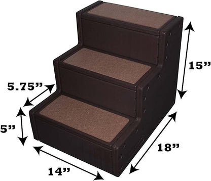 Pet Gear Pet Step III & IV Pet Stairs for Small Dogs and Cats up to 50 pounds, Lightweight, No Tools Required, 13 Colors to Choose from, Chocolate, 3 Steps
