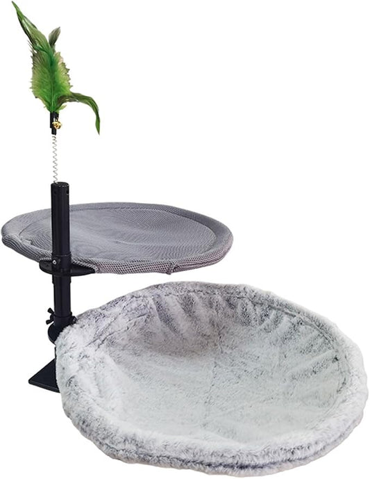 Adjustable Cats Hammock for Desk Space Saving Steel Frame Fabric Ergonomic Pet Bed for Small Cats
