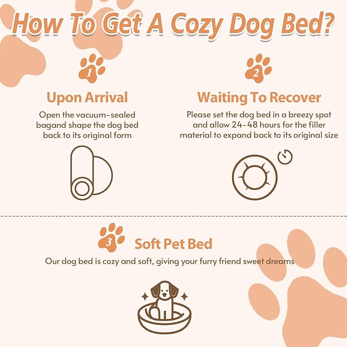 JOLLYVOGUE Calming Dog Bed for Small Dogs - 23 inches Donut Washable Small Dog Bed for Kittens & Puppies, Anti-Slip Round Fluffy Plush Faux Fur Cat Beds (Fits up to 25 lbs Pets, Peach Pink)