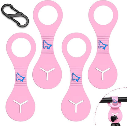 PuppyDoggy Dog Poop Bag Holder for Leash Waste Bag Carrier Dog Poop Bag Dispenser for Walking Running Bicycle Accessory 4 pieces (Pink)