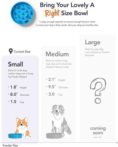 LE TAUCI Ceramic Slow Feeder Raised Dog Bowls with Wooden Stand, Puzzle Feeder, Elevated Dog Dishes to Slow Down Eating, 8 Inch Anti-Gulping Pet Feeding Dishes for Medium Dog