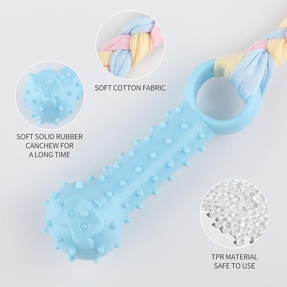4PCS Puppy Teething Toys Set for Small Breeds, Soft Rubber Chew Rings & Durable Rope Toys for Teething Relief, Interactive Play & Dental Health(Style 15)