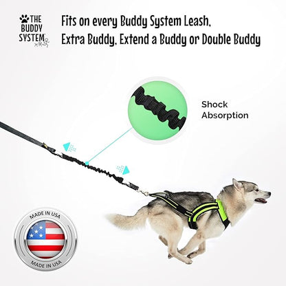 The Buddy System Hands Free Dog Leash, Adjustable Leash for Running, Jogging, Training and Service Dog Made in USA (Bundle Leash + Lunge Buster, Regular Belt (22"- 40" Waist)