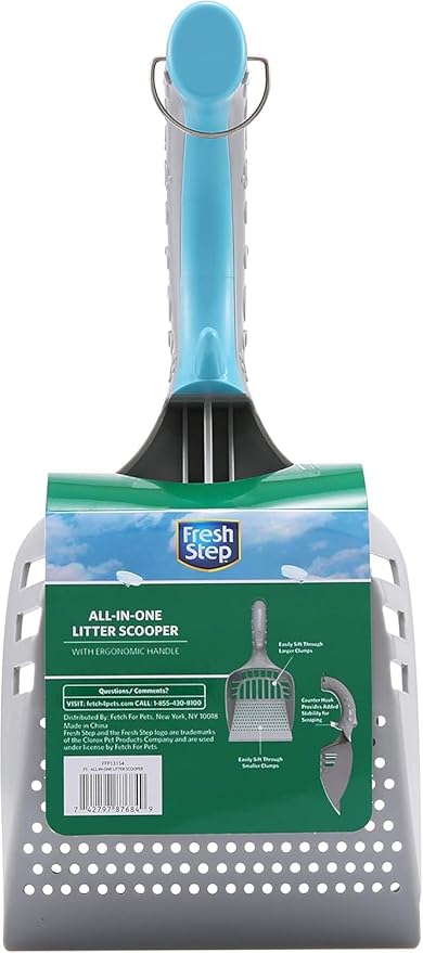 Fresh Step All in One Litter Scoop - Fast and Easy to Use Cat Litter Scooper with Deep Shovel and Ergonomic Handle Grip - 2 Pack