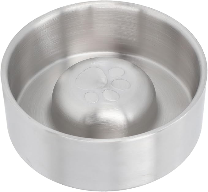 Pssopp Slow Feeder Dog Bowl, Dishwasher Stainless Steel Large Metal Dog Food Bowls with Non Slip Rubber Ring Modern Design Dog Slow Feeder for Medium to Large Dogs (24x17x18cm)