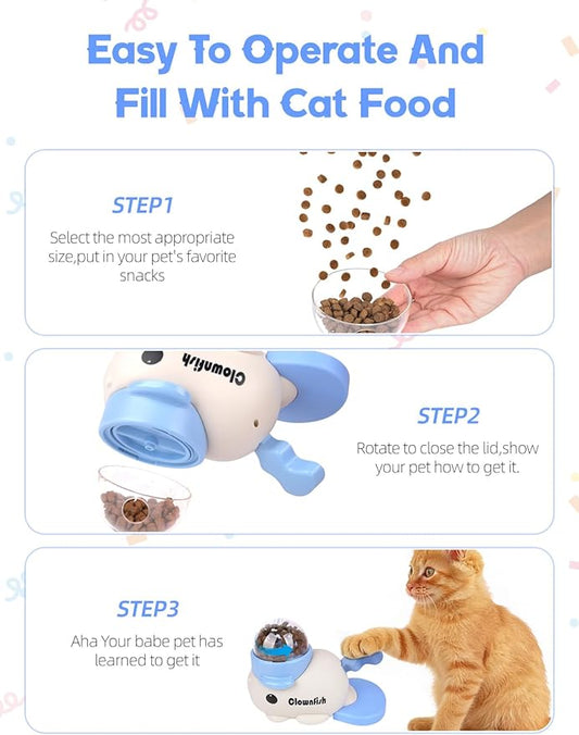 Dog Treat Dispenser Puzzle Toy, Intercative Slow Feeder Bowl for Cats and Dogs, Mental Stimulation Enrichment Toy, Indoor Pet Feeder with Silicone Mat to Keep Pets Busy,Multiple Colors (Blue)