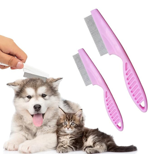 Pet Hair Comb, 2025 New Multifunctional Pet Grooming Brush Pet Hair Comb Tear Stain Removal, Fine-Tooth Stainless Grooming Massage Comb Stainless for Small Dogs Puppies