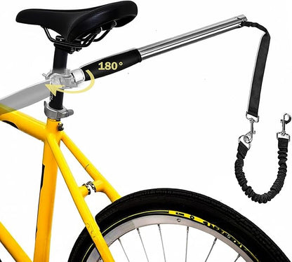 Dog Bike Leash 180° Rotating - Dogs Bike Attachment Bicycle Pet Leash Hands Free Thickened Steel Wire Rope Easy to Installation and Removal Fit for Medium Large Dog