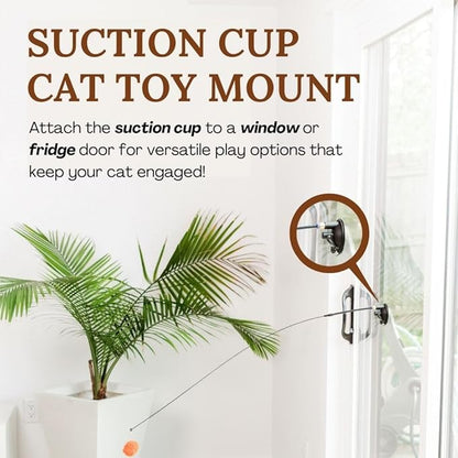18-Piece Interactive Cat Toys for Indoor Cats -PATENTED Heavy Duty Self-Holding Floor Base & Suction Cup - Durable Feather Wand Bird Simulation Self Play Kitten Toys for Bored Adult Cats Juguete Gato