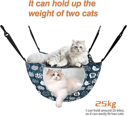 Adjustable Hanging Bed for Pet Cats Machine Washable Resting Hammock with Stable Rope for Cage Cats Tree