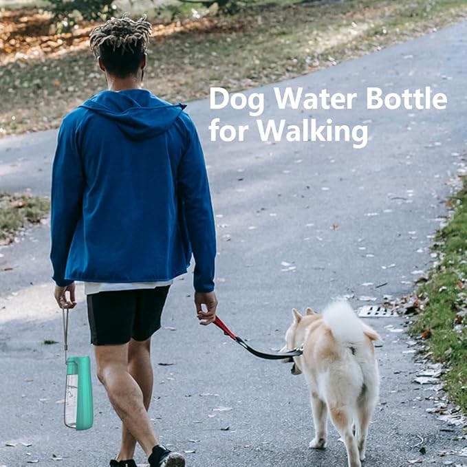 Dog Water Bottle Portable for Walking Pet Travel 19 OZ Leak proof Water Bottle Bowl with Drinking Feeder Cat Puppy Water Dispenser for Hiking Camping Grey